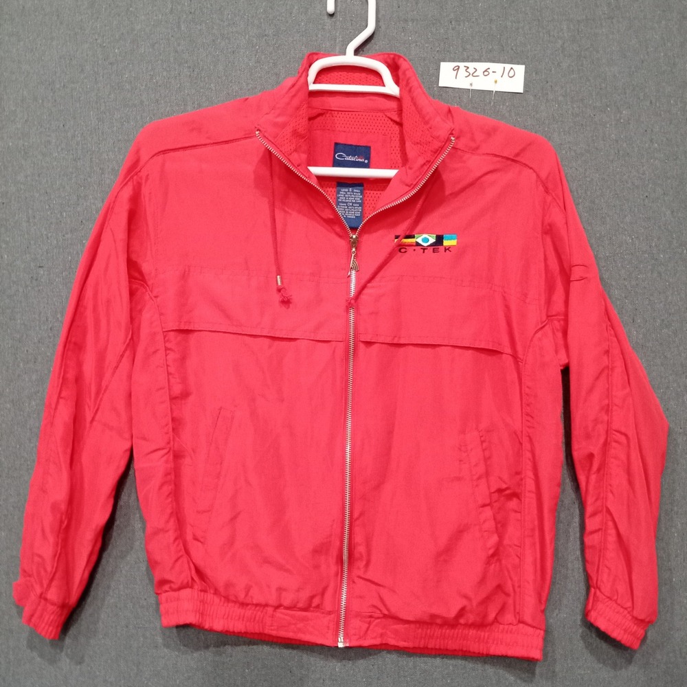 Catalina Vintage Red Windbreaker Jacket C-TEK Embroidered Mesh Lined Small